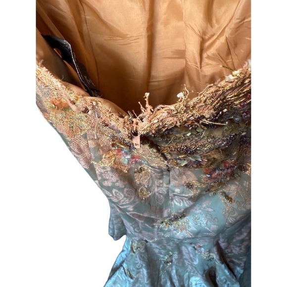 Terani Women’s Gown Champagne Gold Strapless Beaded Sweetheart Neckline size 18 - Picture 8 of 11